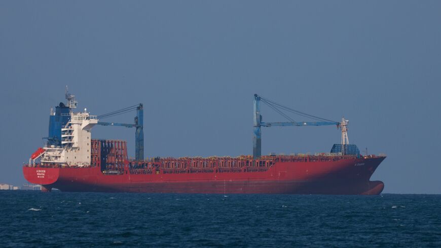 The container ship, A Daisen, with the destination 'DJJIB ARMED GUARD' seen at sea on Jan. 17, 2024, in Djibouti.