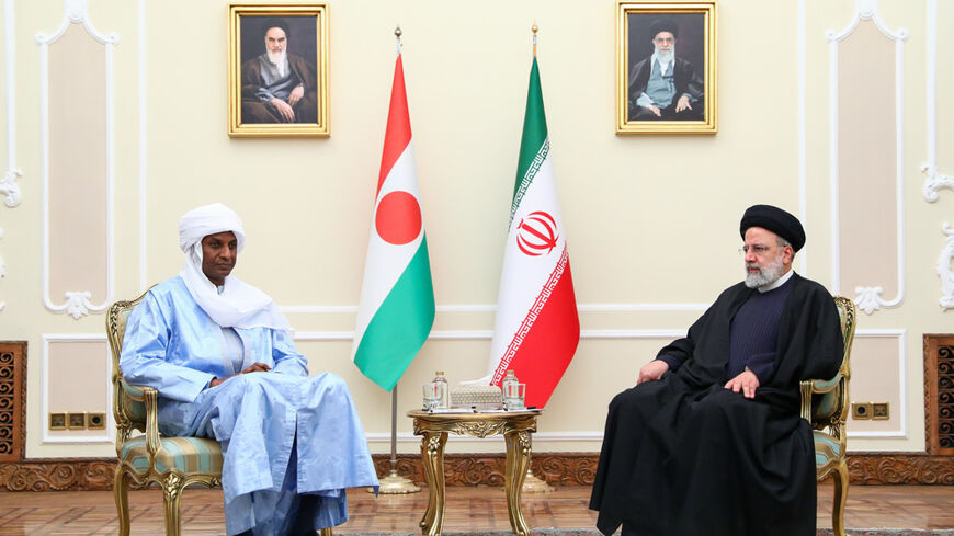 Iranian President Ebrahim Raeisi (R) and Niger's Prime Minister Ali Lamine Zeine meet in Tehran on January 25, 2024. (Photo by president.ir)