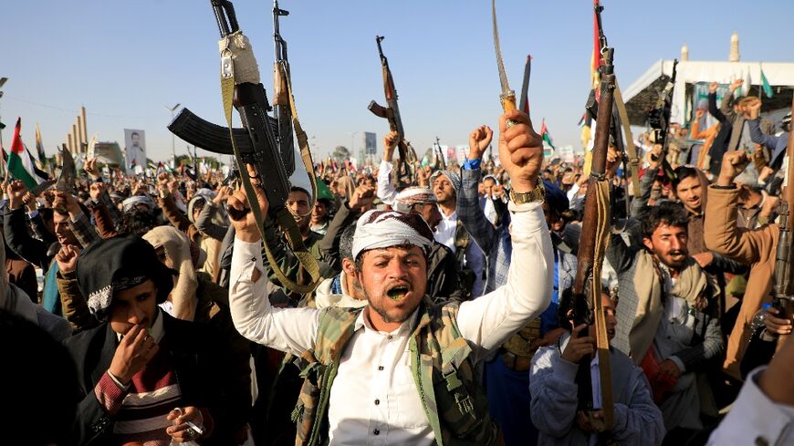 Hundreds of thousands gathered in Sanaa in protest, many waving Yemeni and Palestinian flags