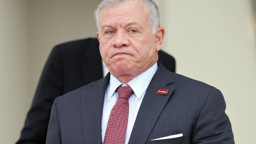 Jordan's King Abdullah II, seen in a file picture from December 21, 2023, urged a Gaza ceasefire and an end to the humanitarian crisis brought by three months of war