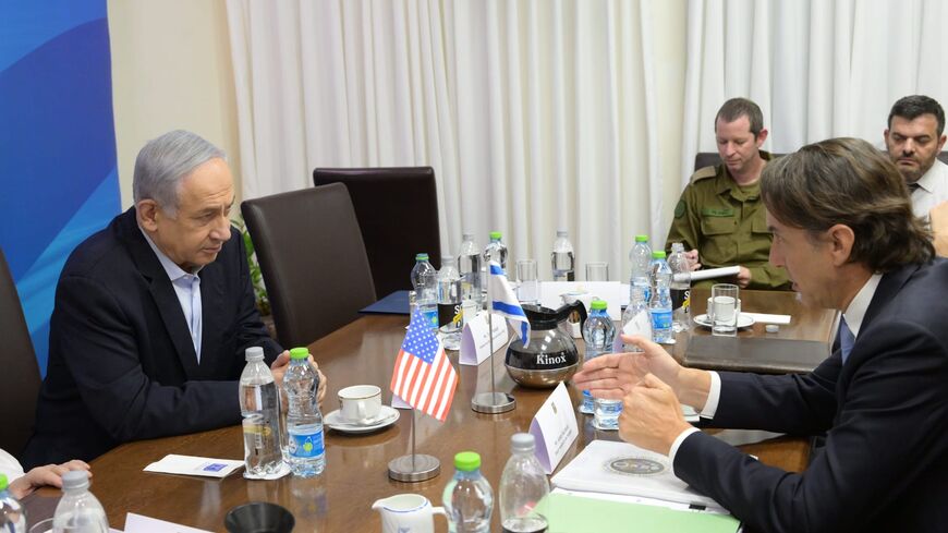 Israeli Prime Minister Benjamin Netanyahu meets with US envoy Amos Hochstein, Tel Aviv, Israel, Jan. 4, 2024.