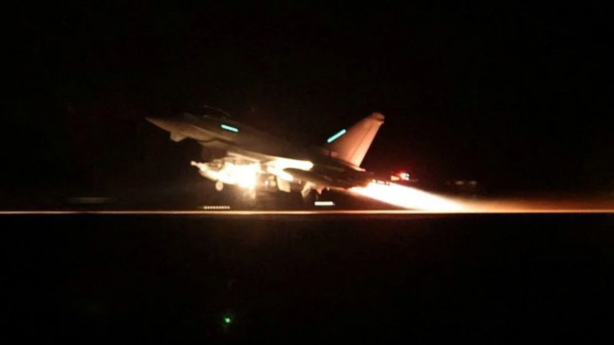An RAF Typhoon aircraft takes off to join the US-led coalition from RAF Akrotiri to conduct air strikes against military targets in Yemen on Jan. 12, 2024. 