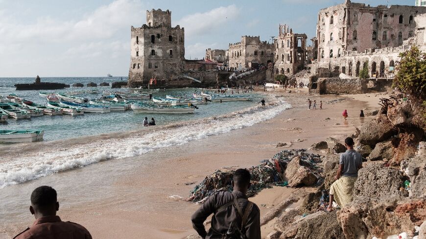 An old lighthouse stands guard over a fishing beach in the Somali capital Mogadishu