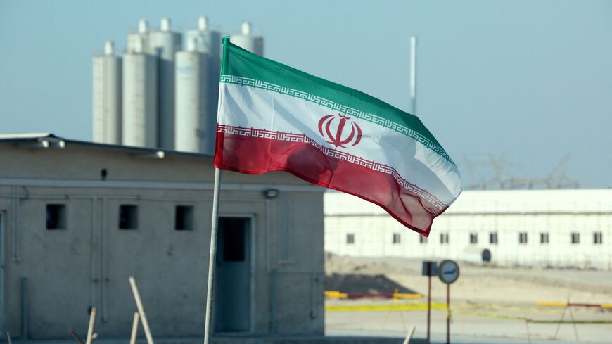 A picture taken on Nov. 10, 2019, shows an Iranian flag in Iran's Bushehr nuclear power plant.