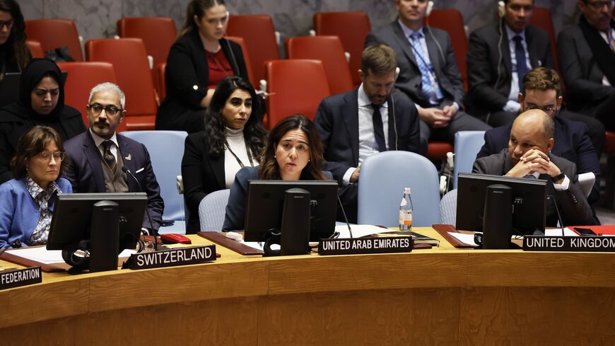 Lana Nusseibeh speaks during a UN Security Council meeting on the Israel-Hamas war at the United Nations headquarters on Nov. 22, 2023.