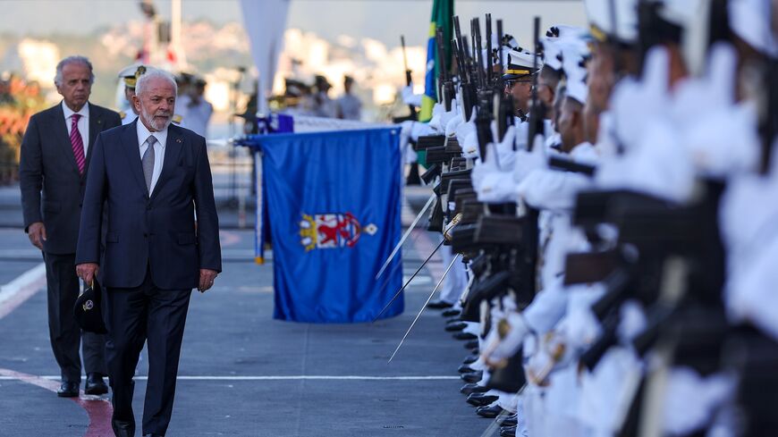 President of Brazil Luiz Inacio Lula da Silva attends during the "Dia do Marinheiro" (Marine Day) celebrations on Dec. 13, 2023.