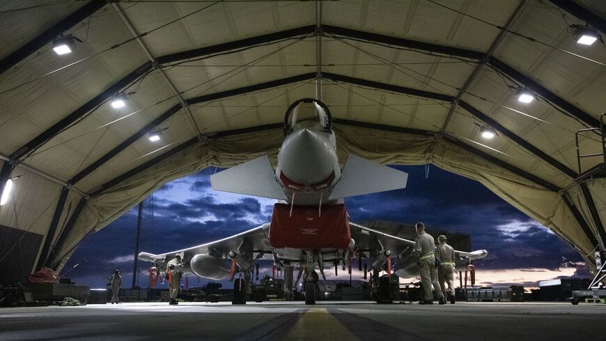 A Royal Air Force Typhoon FRG4s is being prepared to conduct further strikes against Houthi military targets in Yemen at RAF Akrotiri on Feb. 3, 2024.