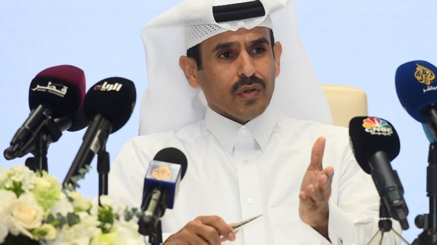 Saad Sherida al-Kaabi, Qatar's energy minister and CEO of QatarEnergy, gives a press conference in Qatar's capital Doha in January
