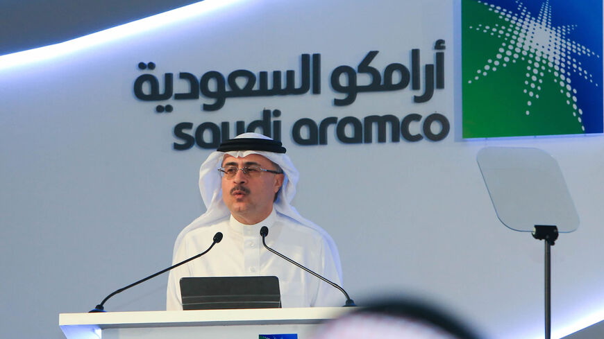 President and CEO of Saudi Aramco Amin Nasser speaks during a press conference in the eastern region of Dhahran, Saudi Arabia,  Nov. 3, 2019.