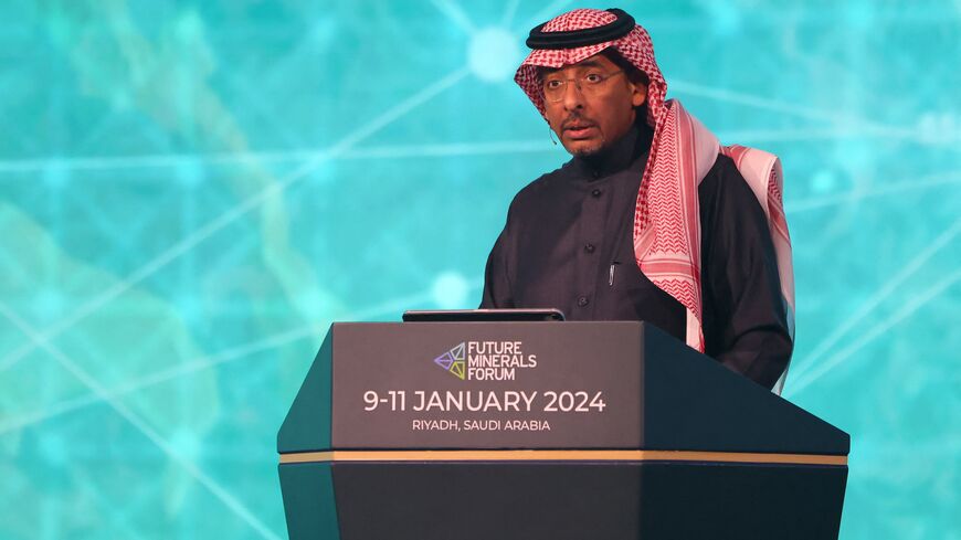 Saudi Mining and Industry Minister Bandar Al-Khorayef addresses the Future Mineral Forum in Riyadh on Jan. 10, 2024.