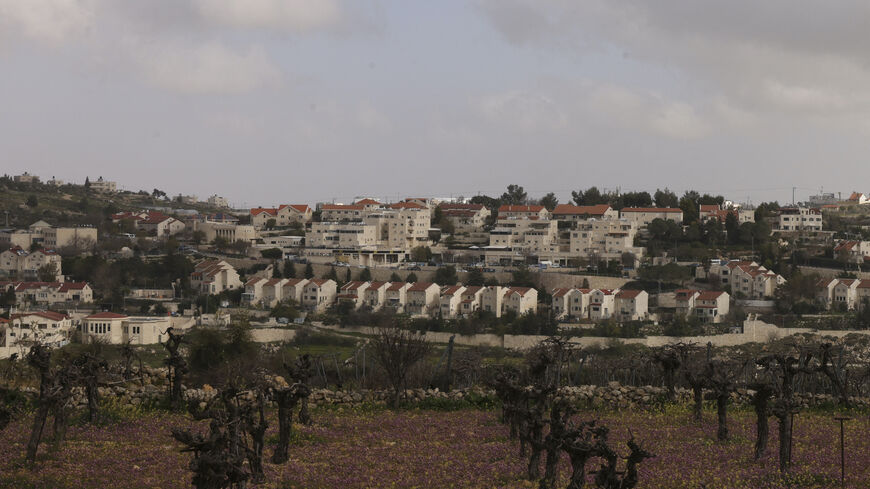 This photograph shows the Israeli settlement of Efrata built on the land of the Palestinian town of Al-Khader in the Bethlehem governorate in the occupied West Bank on March 6, 2024.