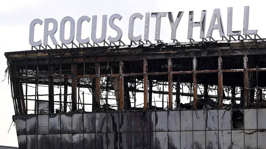 A view shows the burnt-out Crocus City Hall concert venue in Krasnogorsk, outside Moscow, on March 26, 2024.