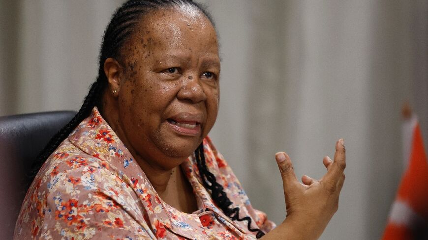 South Africa's Minister of International Relations and Cooperation Naledi Pandor speaks in Pretoria on March 5, 2024