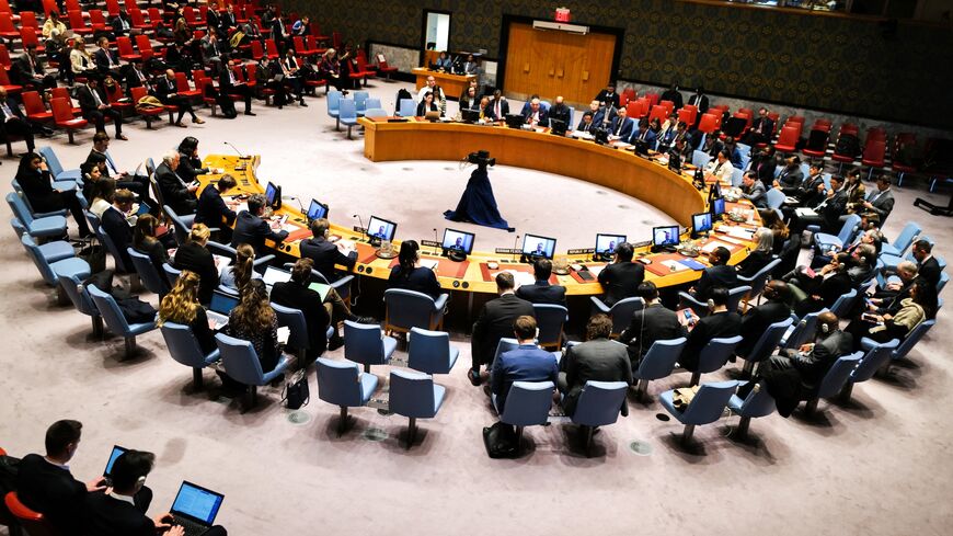 The UN Security Council holds an emergency meeting on the risk of famine and attacks on humanitarian workers in Gaza, UN headquarters, New York, April 5, 2024.