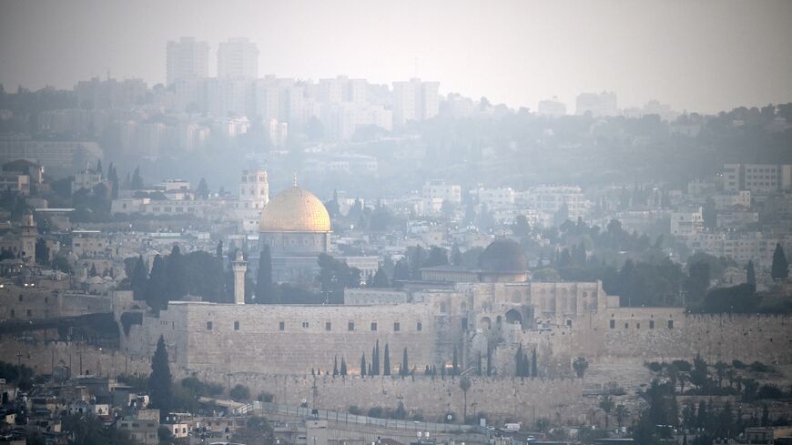 A panoramic view of Jerusalem's Old City is pictured at dawn of April 14, 2024.