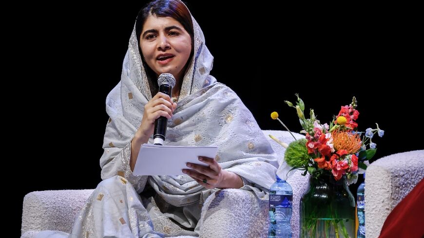 Nobel Peace Prize laureate Malala Yousafzai participates in a panel discussion in Johannesburg in December 2023