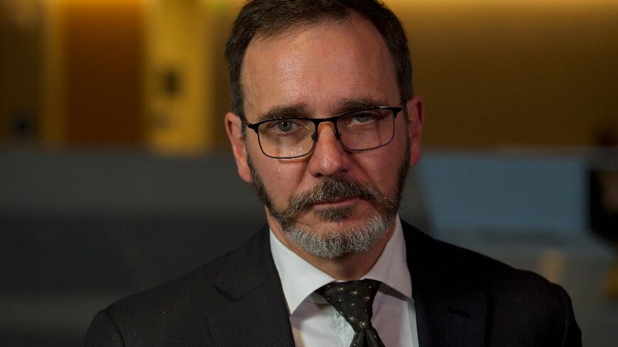 International Monetary Fund (IMF) Chief Economist Pierre-Olivier Gourinchas speaks during an interview with AFP at the IMF headquarters in Washington, DC, on April 15, 2024. The recent oil price spike fueled by rising Middle East tensions has the potential to derail the IMF's "relatively good" outlook for the world economy, Gourinchas told AFP