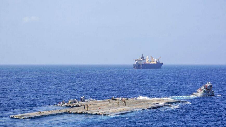 A US CENTCOM handout picture shows the temporary pier in the Mediterranean Sea on May 1
