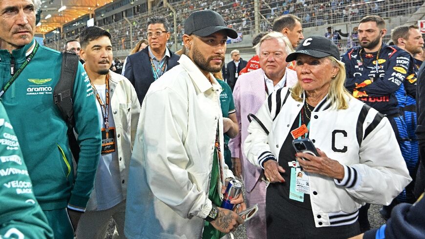 Sidelined Neymar on the grid at the Bahrain Grand Prix in March 