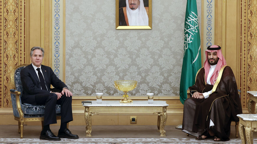 US Secretary of State Antony Blinken meets with Saudi Crown Prince Mohammed bin Salman in Riyadh on April 29, 2024.