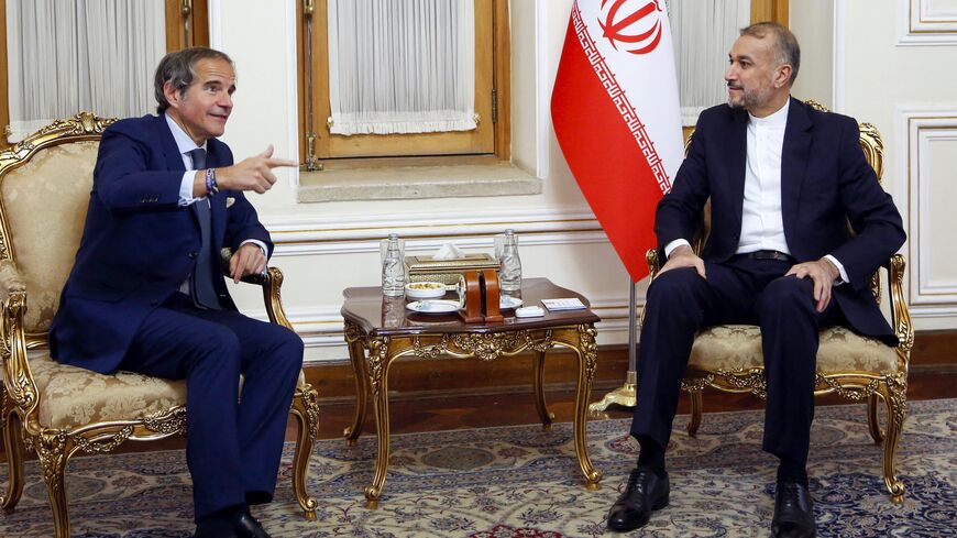 Iranian Foreign Minister Hossein Amir Abdoulahian meets with UN atomic watchdog chief Rafael Grossi in Tehran, Iran, May 6, 2024. 