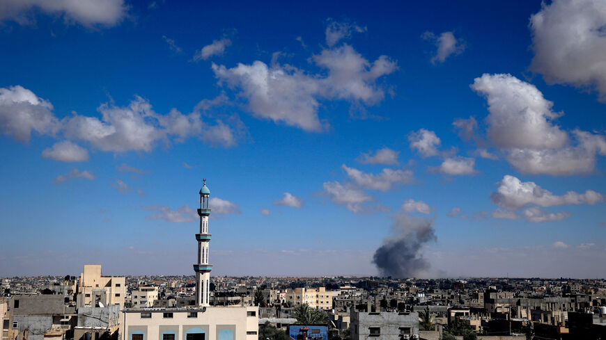 Smoke billows after Israeli bombardment in Rafah, in the southern Gaza Strip on May 6, 2024, amid the ongoing conflict between Israel and the Palestinian militant group Hamas. (Photo by AFP) (Photo by -/AFP via Getty Images)