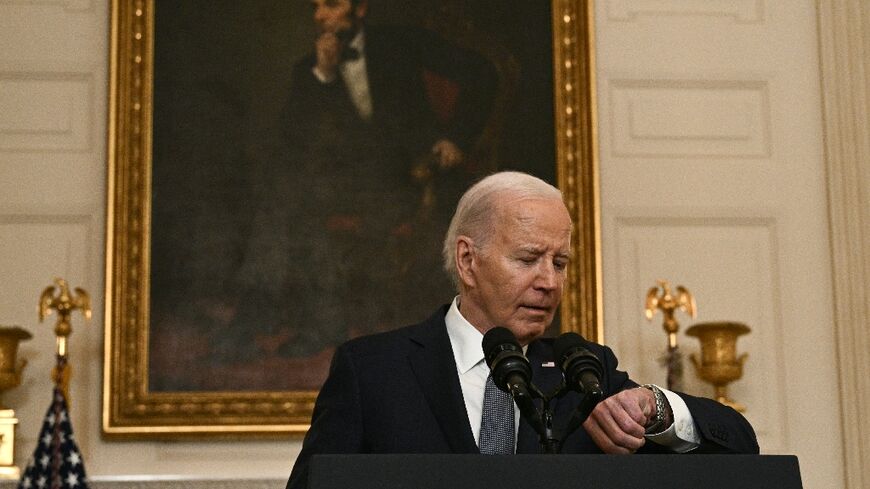 US President Joe Biden speaks about the situation in the Middle East at the White House on May 31, 2024