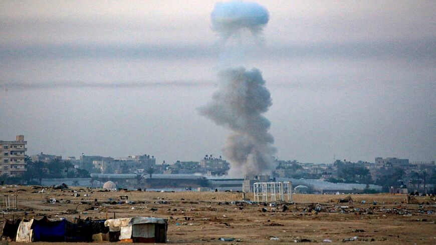 Smoke billows following Israeli bombardment in Rafah in the southern Gaza Strip