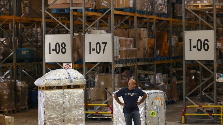 The cargo storage facility at Beirut's international airport, during a tour organised by the Lebanese Ministry of Public Works and Transport