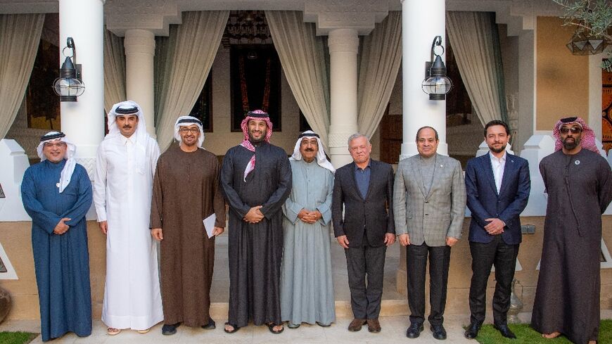 Arab leaders pose for a group photograph at a summit in Riyadh called to craft a Gaza reconstruction plan to counter Donald Trump's controversial proposal for the United States to take over the territory without its Palestinian inhabitants.