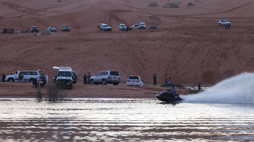 The unusual lake in the Saudi desert forms each winter, lasting about three months