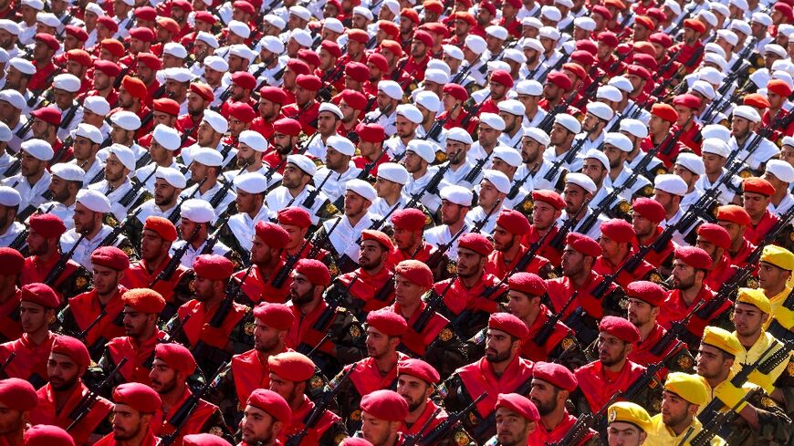 Soldiers march in Tehran during the annual Army Day parade