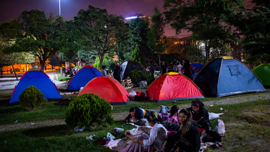 People sleep in tents and outdoor after a 5.7 magnitude earthquake hit the Kucukcekmece district of Istanbul on September 27, 2019. (YASIN AKGUL/AFP via Getty Images)