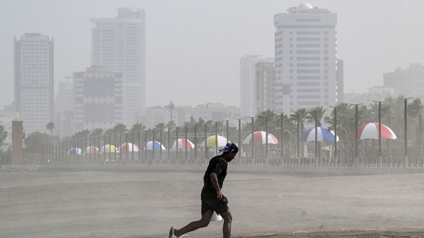 A sandstorm grips the UAE emirate of Fujairah on April 16. Less than two weeks later, temperatures in the emirate peaked at 46.6 degrees Celsius (115.9 Fahrenheit), the second highest ever recorded in the Gulf state in April.