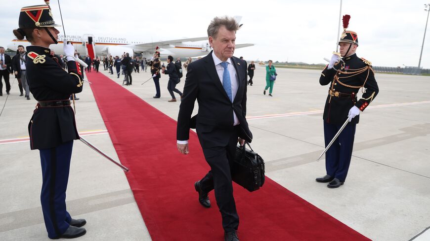 New German Foreign Minister Johann Wadephul arrives at Orly Airport while accompanying new Chancellor Friedrich Merz to meet with French President Emmanuel Macron on May 7, 2025, in Orly, France. 