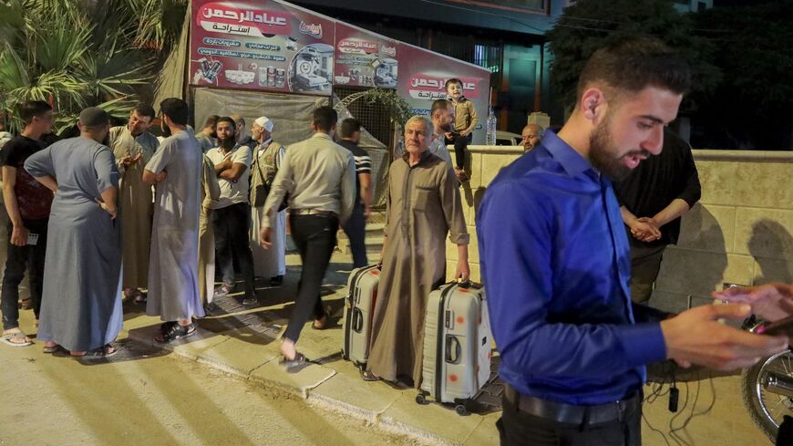 The pilgrims' convoy departs from the city of Al-Dana, Syria, to Damascus Airport in order to set off to Saudi Arabia to perform the Hajj rituals on May 21, 2025. 