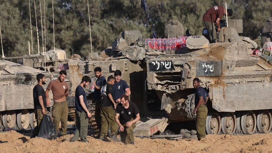 Israeli forces at a position near the Gaza border on May 5