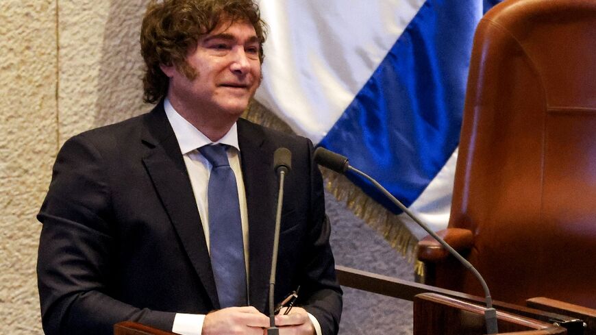 Argentina's President Javier Milei addresses  Israeli parliament in Jerusalem