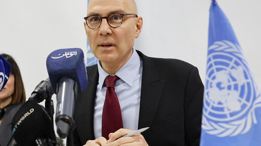 FILE PHOTO: United Nations High Commissioner for Human Rights Volker Turk holds a press conference in Damascus, Syria January 15, 2025. REUTERS/Yamam Al Shaar/File photo