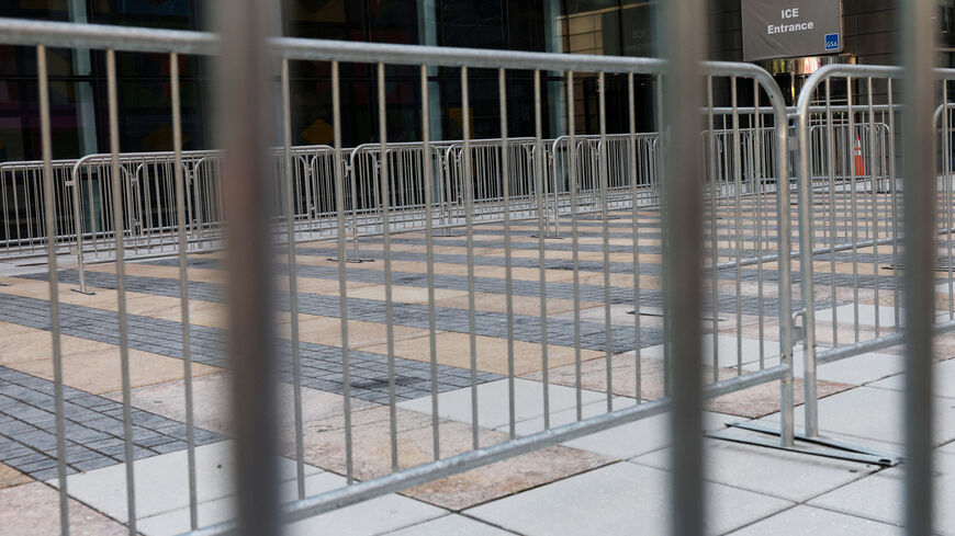 The entrance to the U.S. Immigration and Customs Enforcement (ICE) office stands behind fences outside 26 Federal Plaza in New York City, U.S., July 22, 2025.  REUTERS/Shannon Stapleton