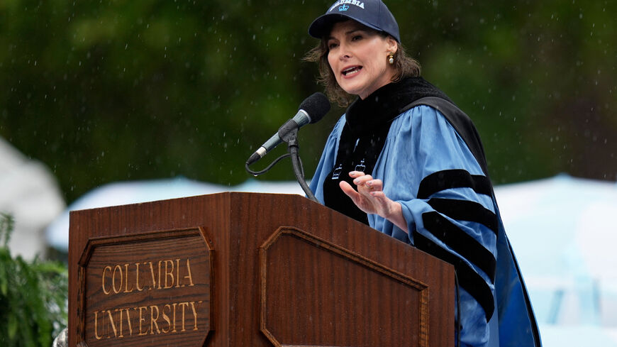Columbia University's acting president Claire Shipman speaks during Columbia University's commencement ceremony in New York, Wednesday, May 21, 2025.     Seth Wenig/Pool via REUTERS/File Photo