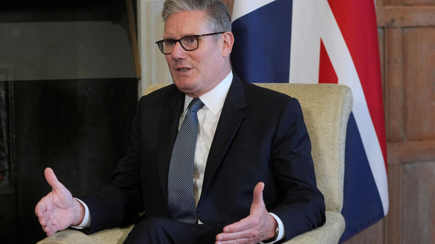 Britain's Prime Minister Keir Starmer speaks to Prime Minister Narendra Modi of India (not pictured) as they meet for bilateral talks at Chequers near Aylesbury, England, Thursday, July 24, 2025.    Kin Cheung/Pool via REUTERS/File Photo