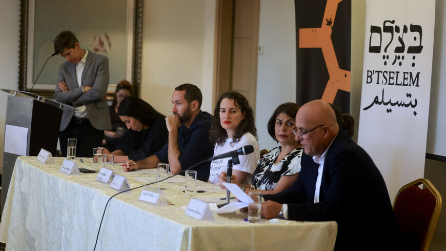 Israeli human rights groups hold a press conference to issue a report saying Israel is committing a genocide in Gaza, in East Jerusalem, July 28, 2025. REUTERS/Ammar Awad