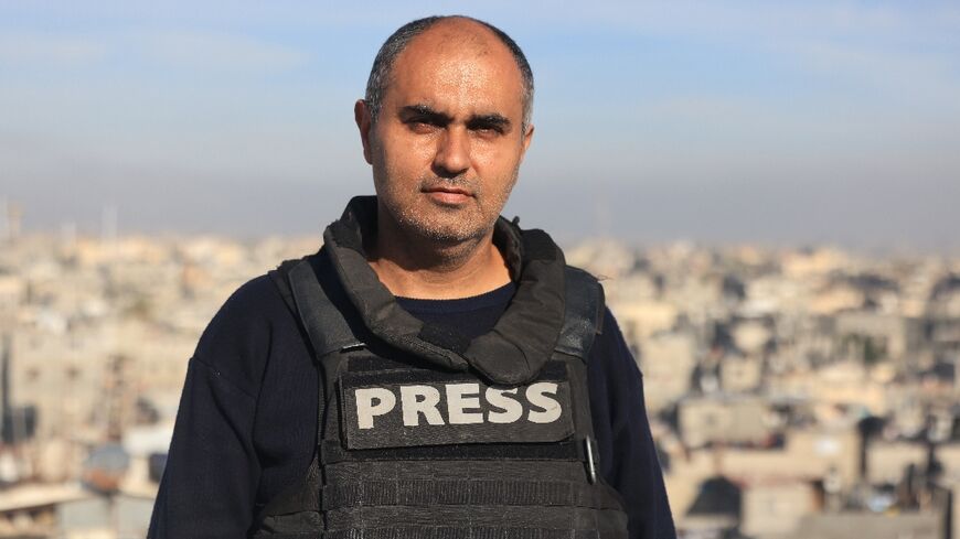 AFP video journalist Youssef Hassouna, pictured here in January 2024, says his main difficulty is accessing food to feed himself and his family