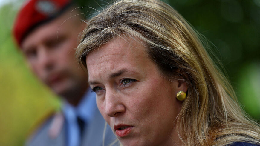 FILE PHOTO: Siemtje Moeller, State Secretary at the German Ministry of Defence addresses the media in representation of sick Defense Minister Boris Pistorius during the Ukraine Contact Group meeting hosted by U.S. Defense Secretary Lloyd James Austin at Ramstein airbase in Germany, September 19, 2023.  REUTERS/Kai Pfaffenbach/File Photo