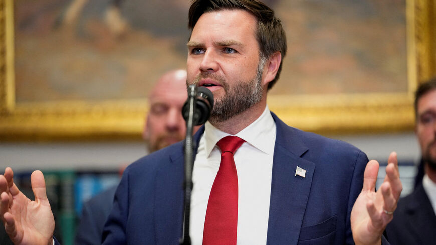 FILE PHOTO: U.S. Vice President JD Vance delivers remarks in the Roosevelt Room at the White House in Washington, D.C., U.S., July 31, 2025. REUTERS/Kent Nishimura/File Photo
