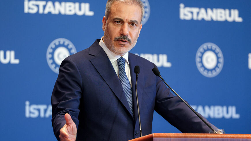 Turkey's Foreign Minister Hakan Fidan speaks during a press conference in Istanbul, Turkey, July 26, 2025. REUTERS/Murad Sezer/File Photo