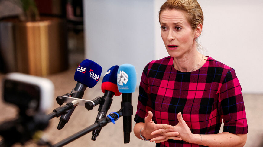 FILE PHOTO: European Union High Representative for Foreign Affairs and Security Policy Kaja Kallas speaks to the media as she arrives at the 5th EU-Southern Neighbourhood Ministerial meeting in Brussels, Belgium, July 14, 2025. REUTERS/Yves Herman/File Photo