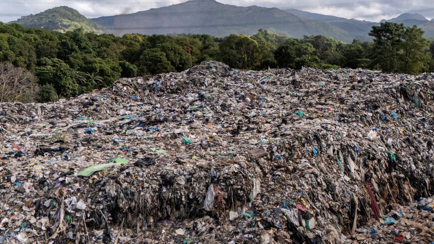 FILE PHOTO: A drone picture shows a garbage dump filled with plastics in Rodriguez, Rizal province, Philippines, November 28, 2024. REUTERS/Eloisa Lopez/File Photo