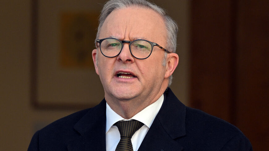 FILE PHOTO: Australian Prime Minister Anthony Albanese speaks at a press conference at Parliament House in Canberra, Australia , August 11, 2025. AAP/Mick Tsikas via REUTERS/File Photo